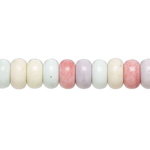 Bead, porcelain, opaque shiny multicolored, 8.5x4.5mm rondelle. Sold per 15-1/2" to 16" strand, approximately 75 to 95 beads.