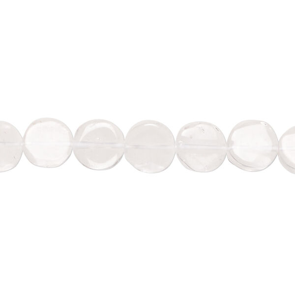 Quartz crystal 1pkg1, hand-cut uneven flat round bead natural, 14 inch 8-9mm image number 0