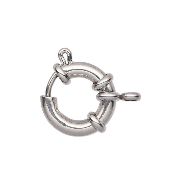 Clasp, springring, stainless steel, 19mm with nautical design. Sold individually. image number 0