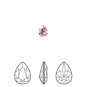 Fancy stone 2pk light rose foil back, Crystal Passions® 6x4mm pear 4320