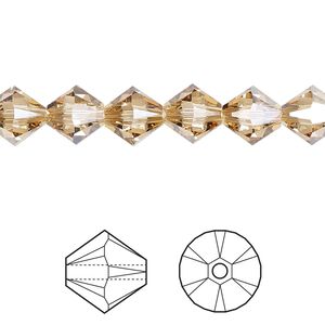 Bead 72pk crystal golden shadow, Crystal Passions® 8mm bicone 5328