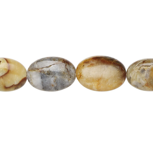 Moss dendritic opal 1pkg1, puffed oval bead natural, 15 inch 14x10mm image number 0
