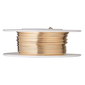 Wire, 14Kt gold-filled, full-hard, round, 20 gauge. Sold per pkg of 5 feet.