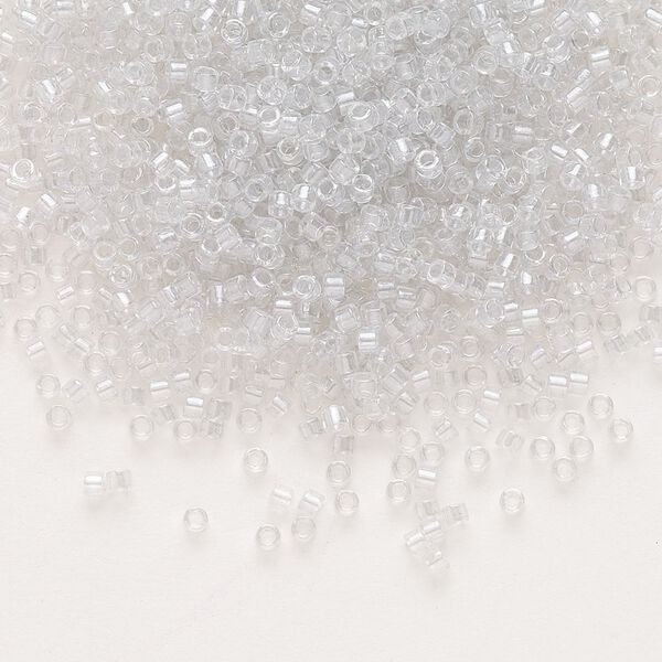 Seed bead, Delica®, glass, pkg/250g, #11 round, translucent silver grey-lined luster crystal clear (DB-0271). image number 0