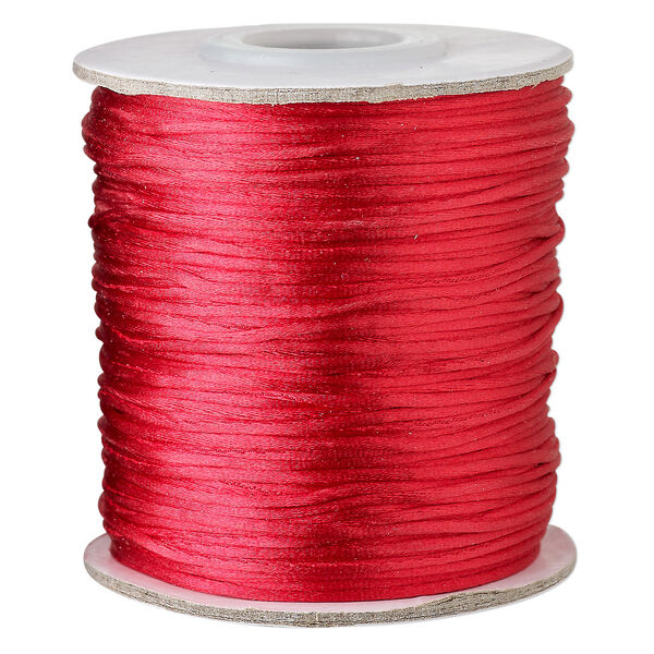 Cord, Satinique™, satin, red, 1mm mini. Sold per 200-foot spool. image number 0