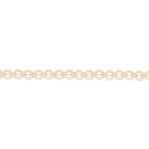 Pearl 100pk light gold, Crystal Passions® 3mm round 5810