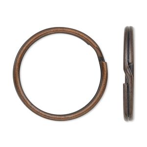 Split ring, antique copper-finished steel, 28mm round with 24mm inside diameter. Sold per pkg of 100.
