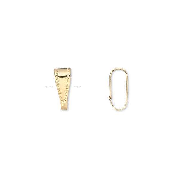 Bail, pendant, gold-plated brass, 10x4mm. Sold per pkg of 100. image number 0