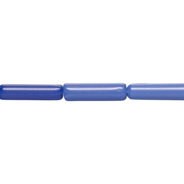 Bead, cat's eye glass (fiber optic glass), dark cobalt blue, 15x4mm-16x5mmround tube. Sold per 14-inch strand, approximately 25 beads. image number 0