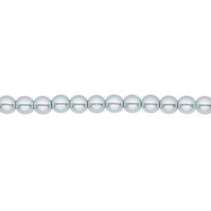 Bead, Czech pearl-coated glass druk, opaque light blue, 4mm round. Sold per 15-1/2" to 16" strand.