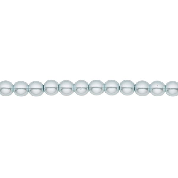 Bead, Czech pearl-coated glass druk, opaque light blue, 4mm round. Sold per 15-1/2" to 16" strand. image number 0