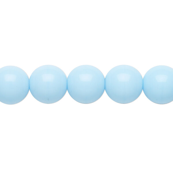 Bead, Preciosa Czech glass druk, pkg/15-1/2 to 16 inches, opaque light turquoise blue, 10mm round. image number 0