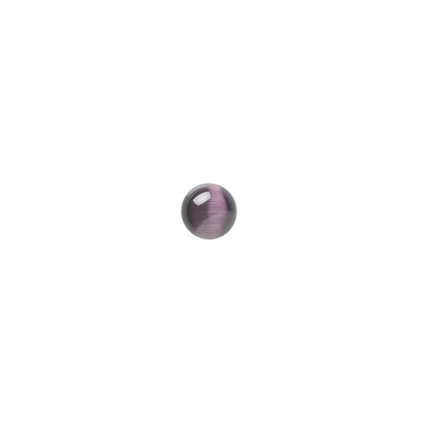 Cabochon, cat's eye glass (fiber optic glass), purple, 6mm calibrated round, quality grade. Sold per pkg of 10. image number 0