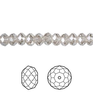 Bead 12pk crystal silver shade, Crystal Passions® 6x4mm rondelle 5040