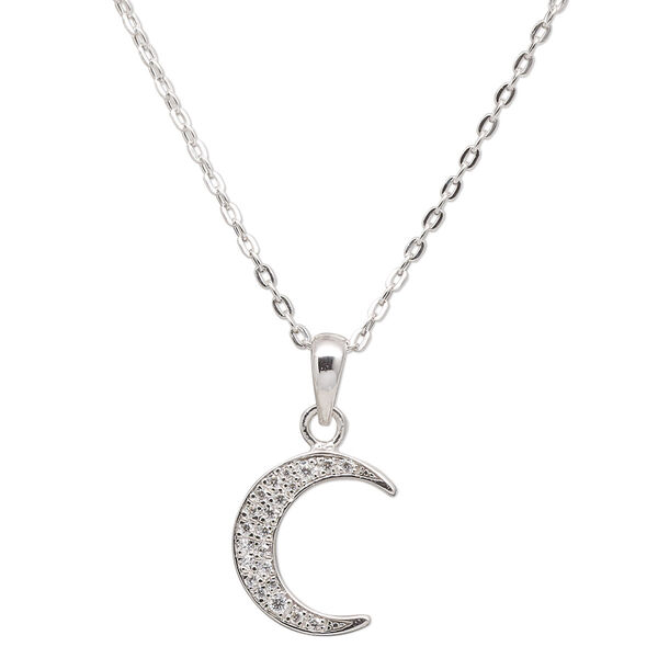 Necklace, Create Compliments®, cubic zirconia and rhodium-plated sterling silver chain wearable at 16 and 18 inches. Sold individually. image number 0