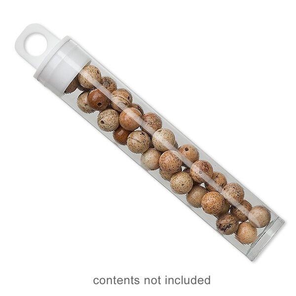 Vial, plastic, clear and white, 3 x 9/16 inch cylinder with hang tab. Sold per pkg of 10. image number 0