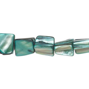 Mother-of-pearl shell 1pkg1, triangle tube bead 15 inch dark teal green 7x6mm-15x9mm