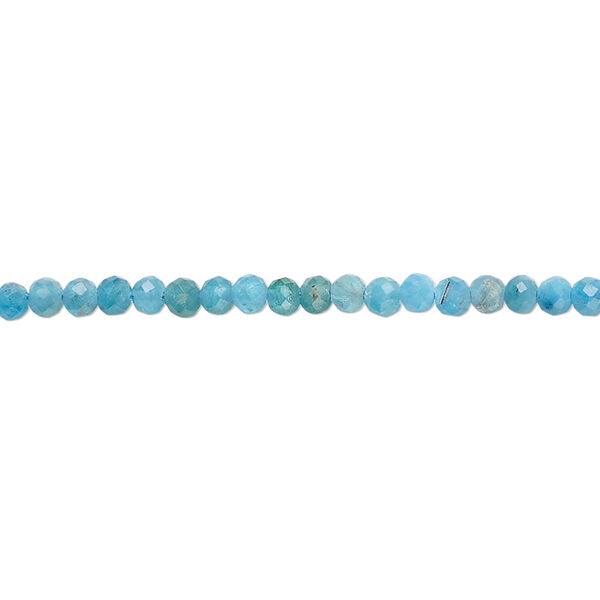 Bead, blue apatite (natural), 2.6-3mm faceted round, B- grade, Mohs hardness 5. Sold per 15-1/2 inch strand, approximately 130 beads. image number 0