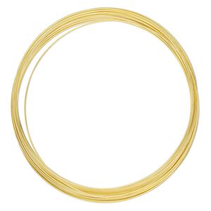 Memory wire, gold-finished stainless steel, 3-5/8 inch necklace, 0.6-0.75mm thick. Sold per 1-ounce pkg, approximately 30 loops.