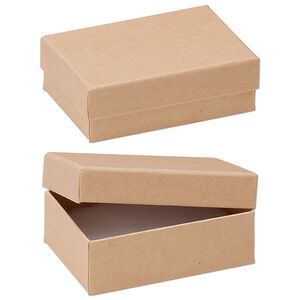 Box, kraft paper, "cotton"-filled, 3-1/4 x 2-1/4 x 1-inch rectangle. Sold per pkg of 10.