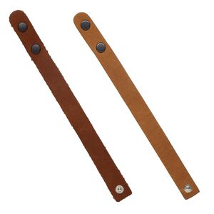 Bracelet mix, leather (natural / dyed) and steel, brown and/or black, 9 x 3/4 inch smooth wristband, fits up to 7-inch wrist. Sold per pkg of 2.