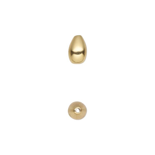 Bead, gold-plated sterling silver, 8x5mm teardrop. Sold individually. image number 0