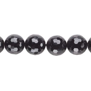Black tourmaline 1pkg1, faceted round bead natural 15 inch 12mm