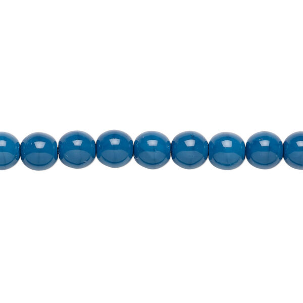Bead, Czech dipped décor glass druk, medium blue, 6mm round. Sold per 15-1/2" to 16" strand. image number 0