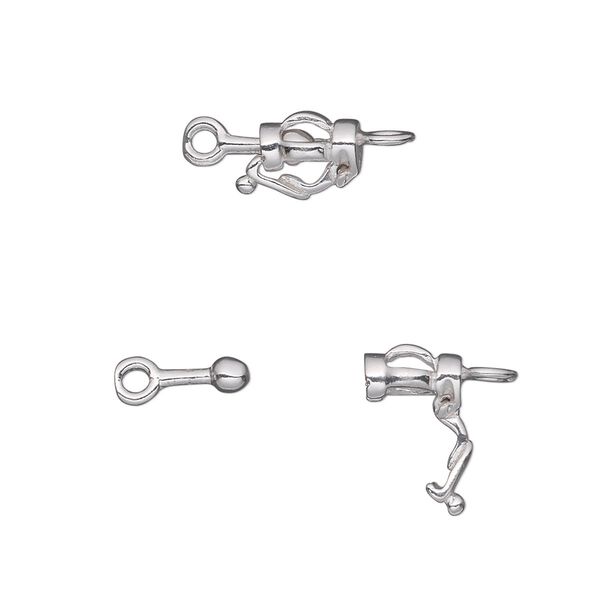 Clasp fold-over 1pkg1 sterling silver, 8x5mm fancy open cage, 1-strand image number 0