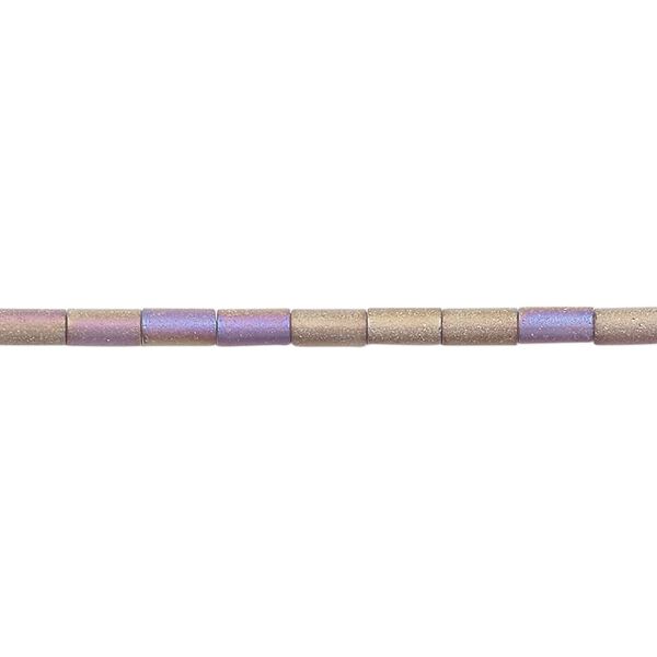 Bead, glass, translucent matte brown AB, 5x2.5mm round tube. Sold per 15-1/2 to 16-inch strand. image number 0