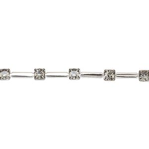 Cupchain, VINTAGE Crystal™, imitation rhodium-plated brass and crystal, black diamond, 3.3mm round. Sold per pkg of 1 meter.