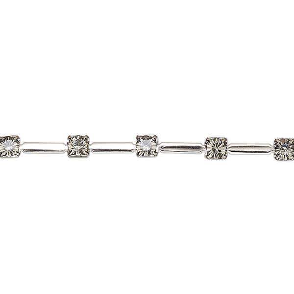 Cupchain, VINTAGE Crystal™, imitation rhodium-plated brass and crystal, black diamond, 3.3mm round. Sold per pkg of 1 meter. image number 0
