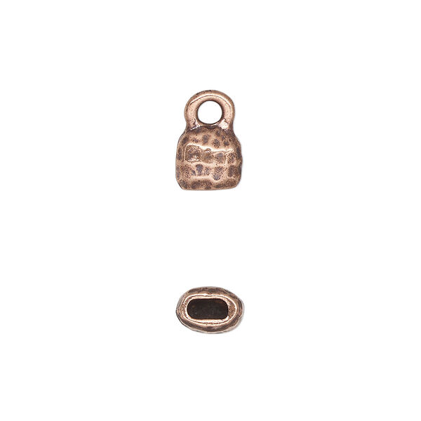 End cap, TierraCast®, "Hammertone" collection, antique copper-plated pewter (tin-based alloy), 7mm hammered cap. Sold per pkg of 2. image number 0