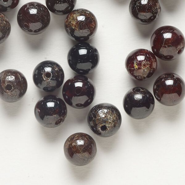 Bead 1pkg1 garnet, 7.5-8.5mm round C grade, 1 ounce dyed image number 0