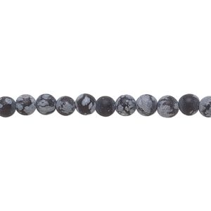 Snowflake obsidian 1pkg1, matte round bead natural 8 inch 4mm