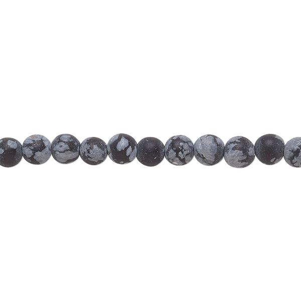 Snowflake obsidian 1pkg1, matte round bead natural 8 inch 4mm image number 0