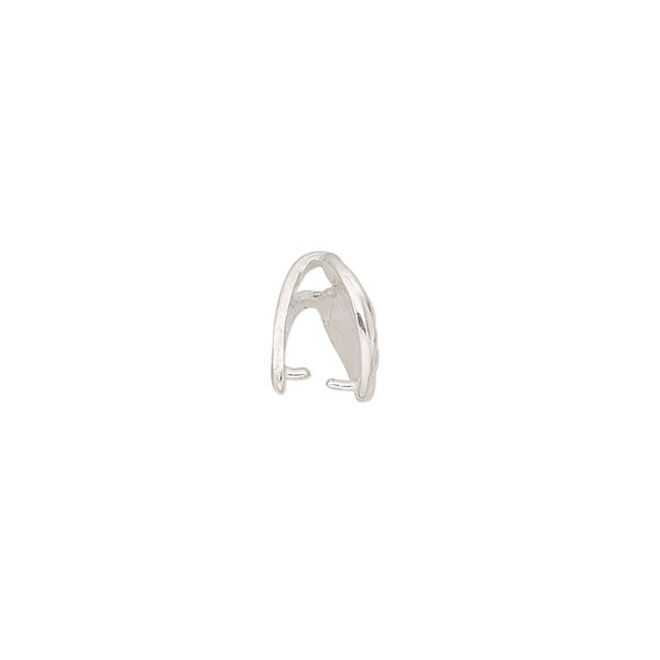 Bail, JBB Findings, ice-pick, sterling silver, 10x9mm heart with lines, 8mm grip length. Sold individually. image number 1