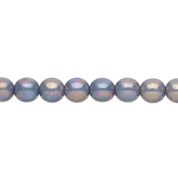 Bead, Czech glass druk, opaque light green nebula, 6mm round. Sold per 15-1/2" to 16" strand. image number 0