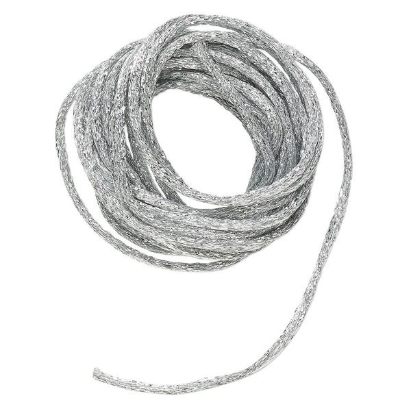 Cord, Satinique&trade;, satin, metallic silver, 2mm. Sold per pkg of 9-1/2 feet. image number 0
