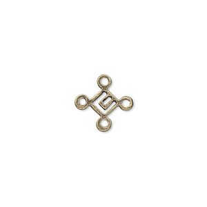 Link, antiqued brass-finished "pewter" (zinc-based alloy), 6x6mm square. Sold per pkg of 100.