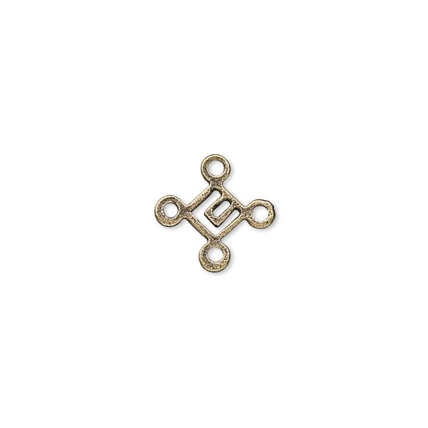 Link, antiqued brass-finished "pewter" (zinc-based alloy), 6x6mm square. Sold per pkg of 100. image number 0