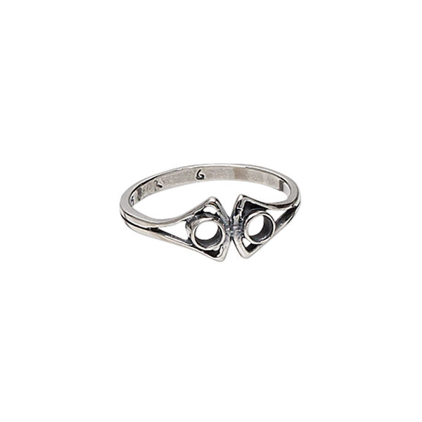 Ring, JBB Findings, antiqued sterling silver, 7mm double shield with (2) SS9 flat back settings, size 6. Sold individually. image number 0
