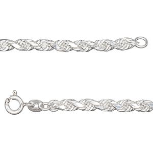 Chain 1pkg1 sterling silver French rope, 3.75mm / mixed clasp, 24 inch