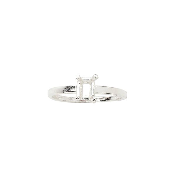 Ring, Sure-Set™, sterling silver, 6x4mm 4-prong emerald-cut basket setting, size 7. Sold individually. image number 0