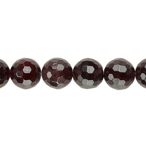 Garnet 1pkg1, faceted round bead natural, 8 inch 7-8mm