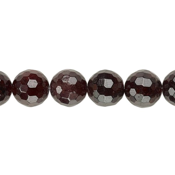 Garnet 1pkg1, faceted round bead natural, 8 inch 7-8mm image number 0