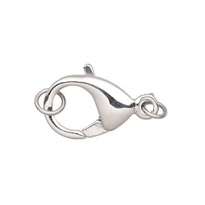 Clasp lobster claw 1pkg1, 25x14mm round, stainless steel 1-strand