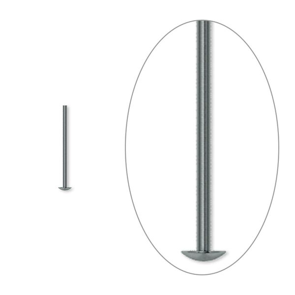 Head pin, gunmetal-plated brass, 1/2 inch, 22 gauge. Sold per pkg of 100. image number 0