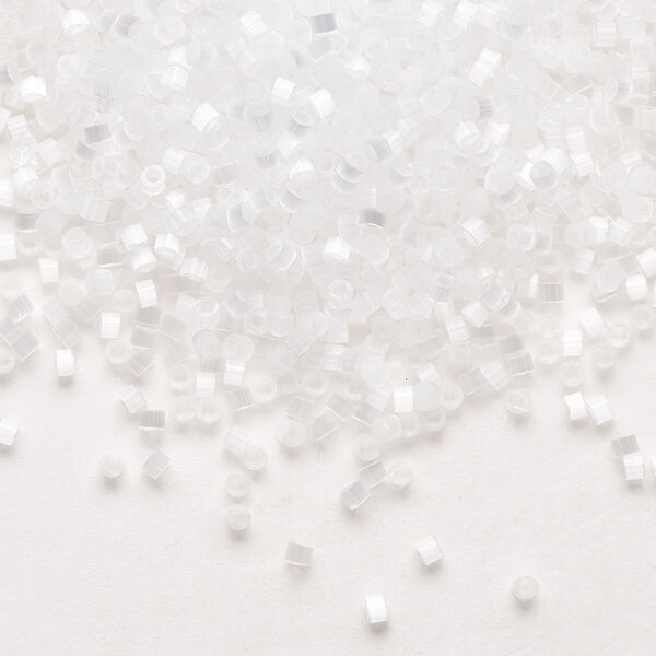 Seed bead, Delica®, glass, pkg/50g, #11 round, opaque silk satin crystal white (DB-0635). image number 0