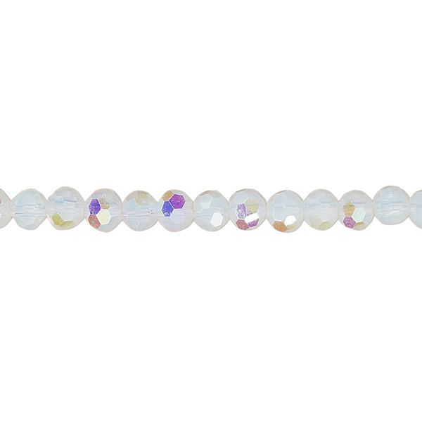 Bead 1pk 32 facets translucent clear frosted AB, Celestial Crystal® 4mm round 15.5-16 inch image number 0